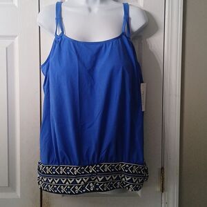 Swimsuits for All Royal Loop Strap Blouson tankini top Sz 18 NWT